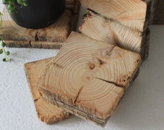 Wood coasters Live edge wood handmade holder Reclaimed Plant Stand Rustic Eco Friendly Drink Coasters Set of 5 pcs