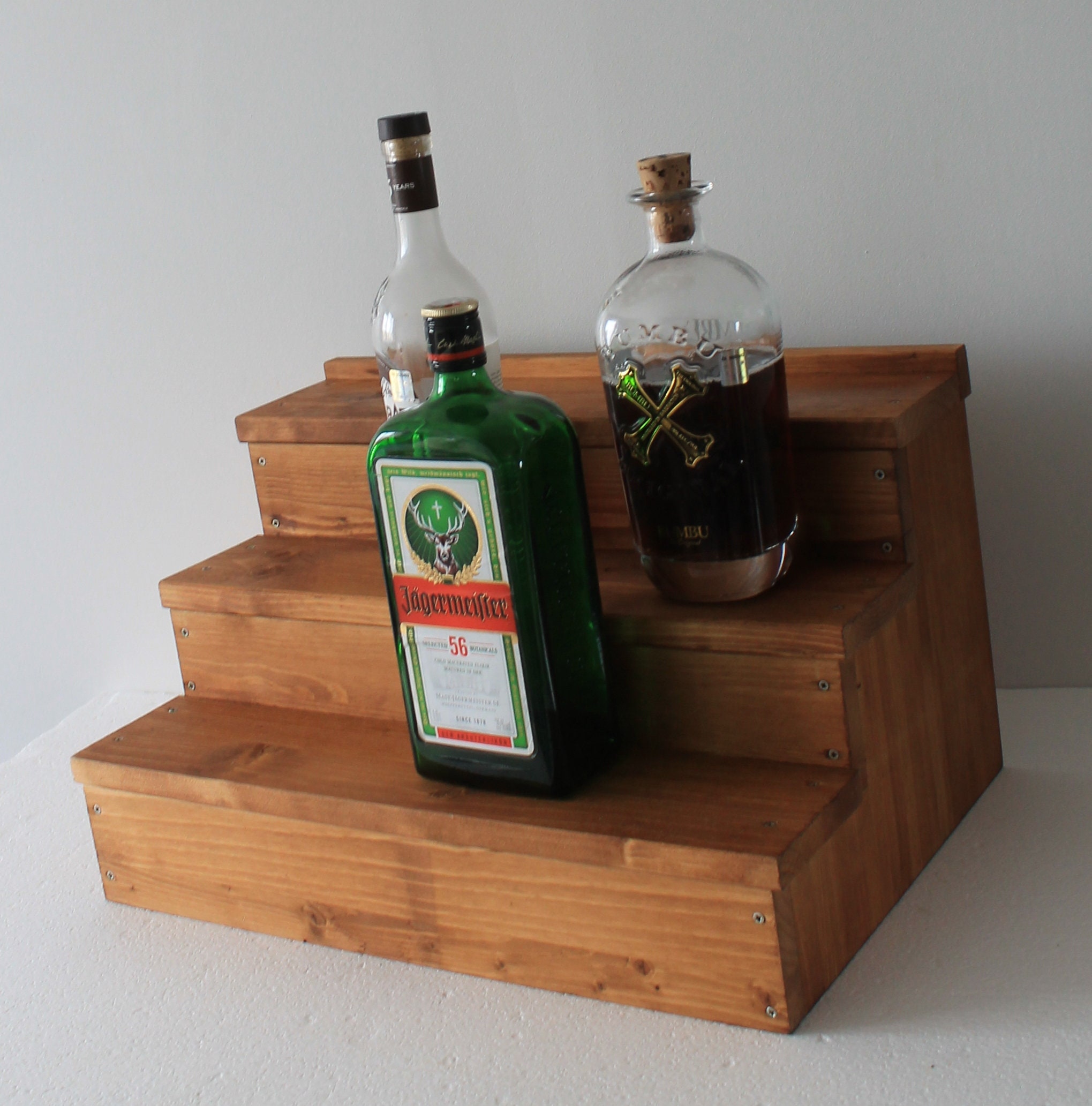 Wood Riser Pedestal Bar Shelf Liquor Bottle Display Whiskey Shelf ...
