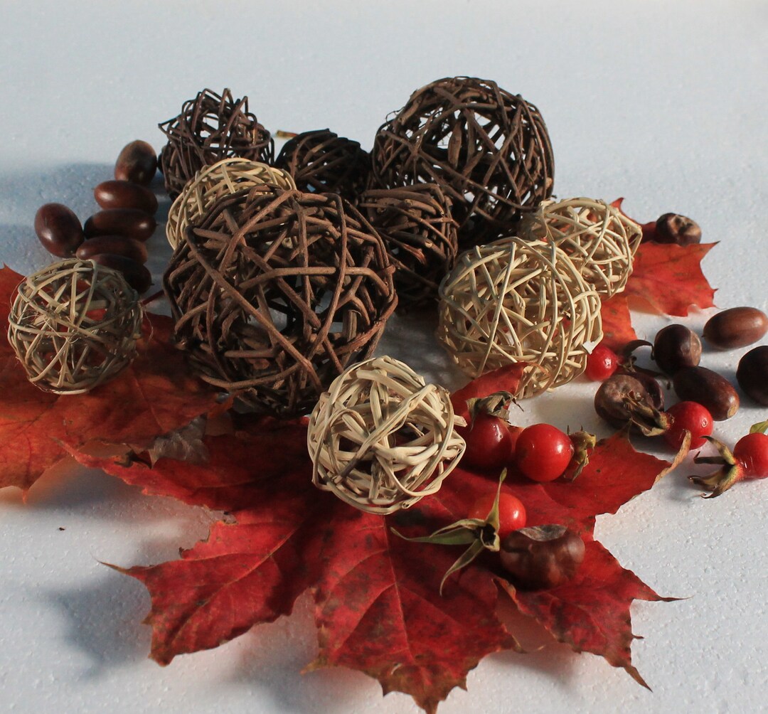 Rustic Wood Twig Ball Ornament Natural Decorative Filler for DIY Wicker
