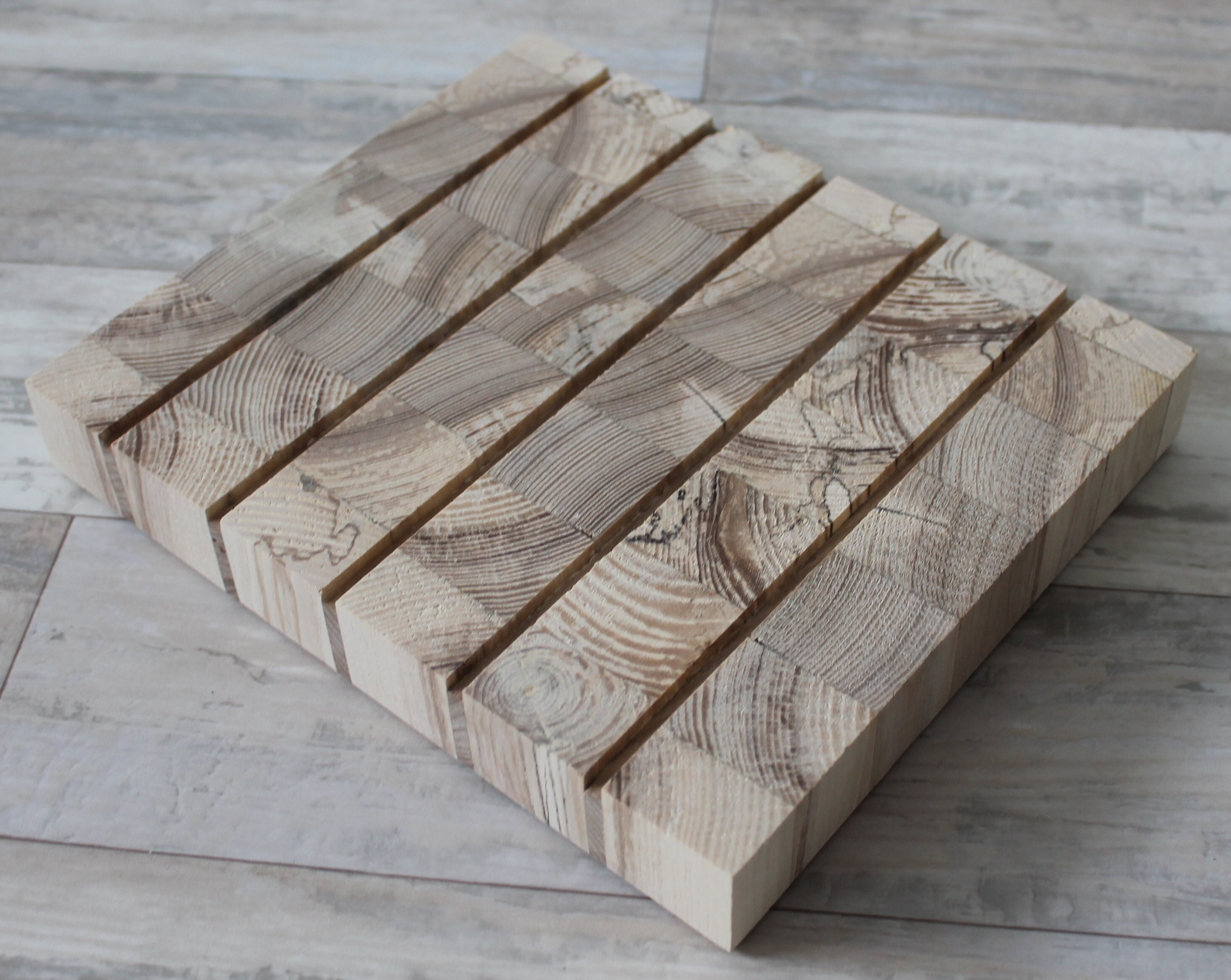 Wood Trivet Rustic Candle Plant Stand Handmade Birch Multifunctional ...