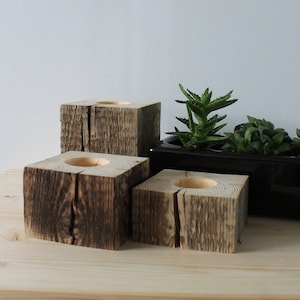 Reclaimed wood home decor Tea light holder Candle stick holder Wooden candle holder Rustic home decor Barn wood decor Set 3pcs