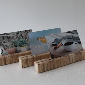 Suporte para fotos de mesa Suporte para números de mesa Suporte para cartões de tarô de negócios Conjunto de suporte de madeira feito à mão 3 peças
