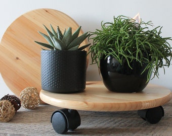 Soporte de madera hecho a mano para plantas con ruedas, soporte de exhibición al por menor para amantes de las plantas