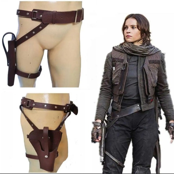 Star Wars Jyn Erso Costume Cosplay Prop Leather Belt with with Leg Gun Holsters Soldier Straps | The Mandalorian Costume Cosplay Belt