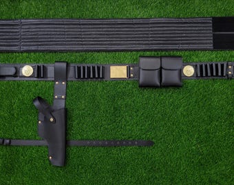 Genuine Leather Mandalorian Boba Fett Belt with Holster & Pouches