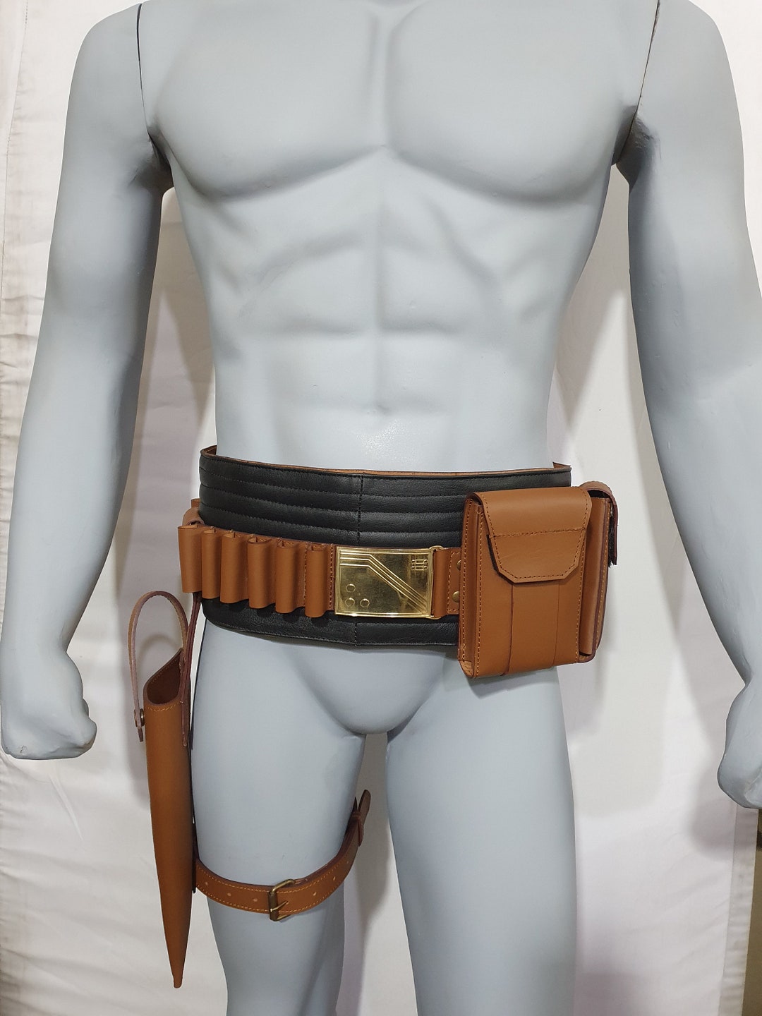 PAKLAND Book of Boba Fett Leather Belt Mandalorian Costume Cosplay Prop