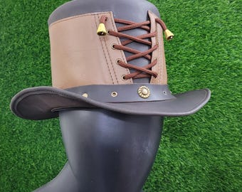 Handmade Cowhide Cowboy Hat: Genuine Leather, Adjustable Strap