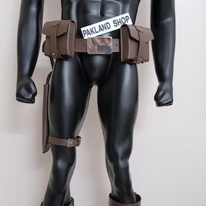 Mandalorian Armor Belt, Holster, and Pouch Set - Genuine Leather Cosplay Costume