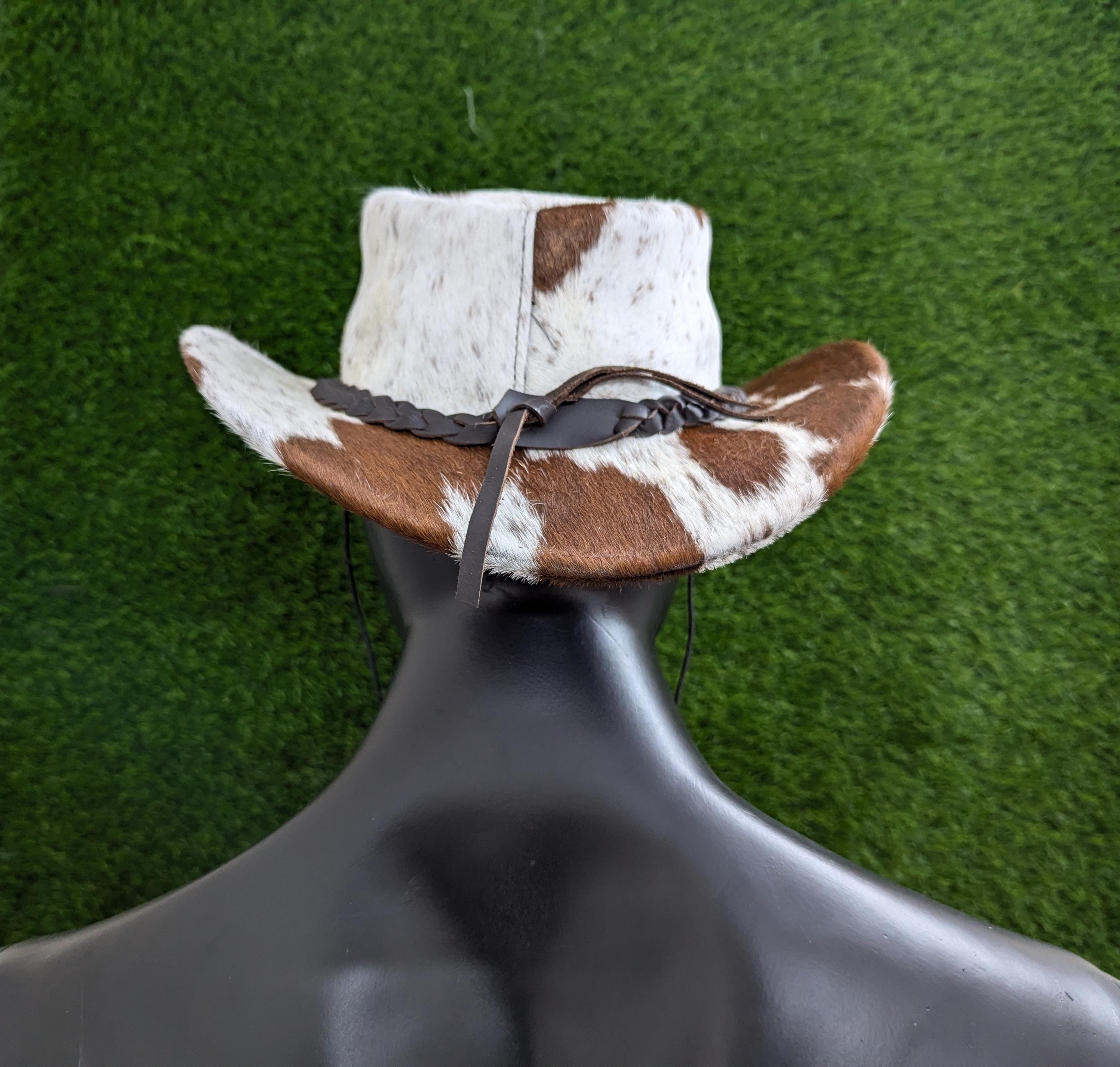 Cappello Outback in pelle, vera pelle di mucca, blu scuro, fatto