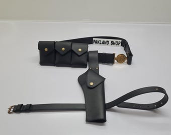Cinturón de cuero de Spider-Man Noir, disfraz de cosplay con bolsillos y funda.