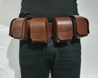Ammo Belt - Boba fett belt 8 pouches Star Wars Mandalorian Costume Props Leather Ammo Belt
