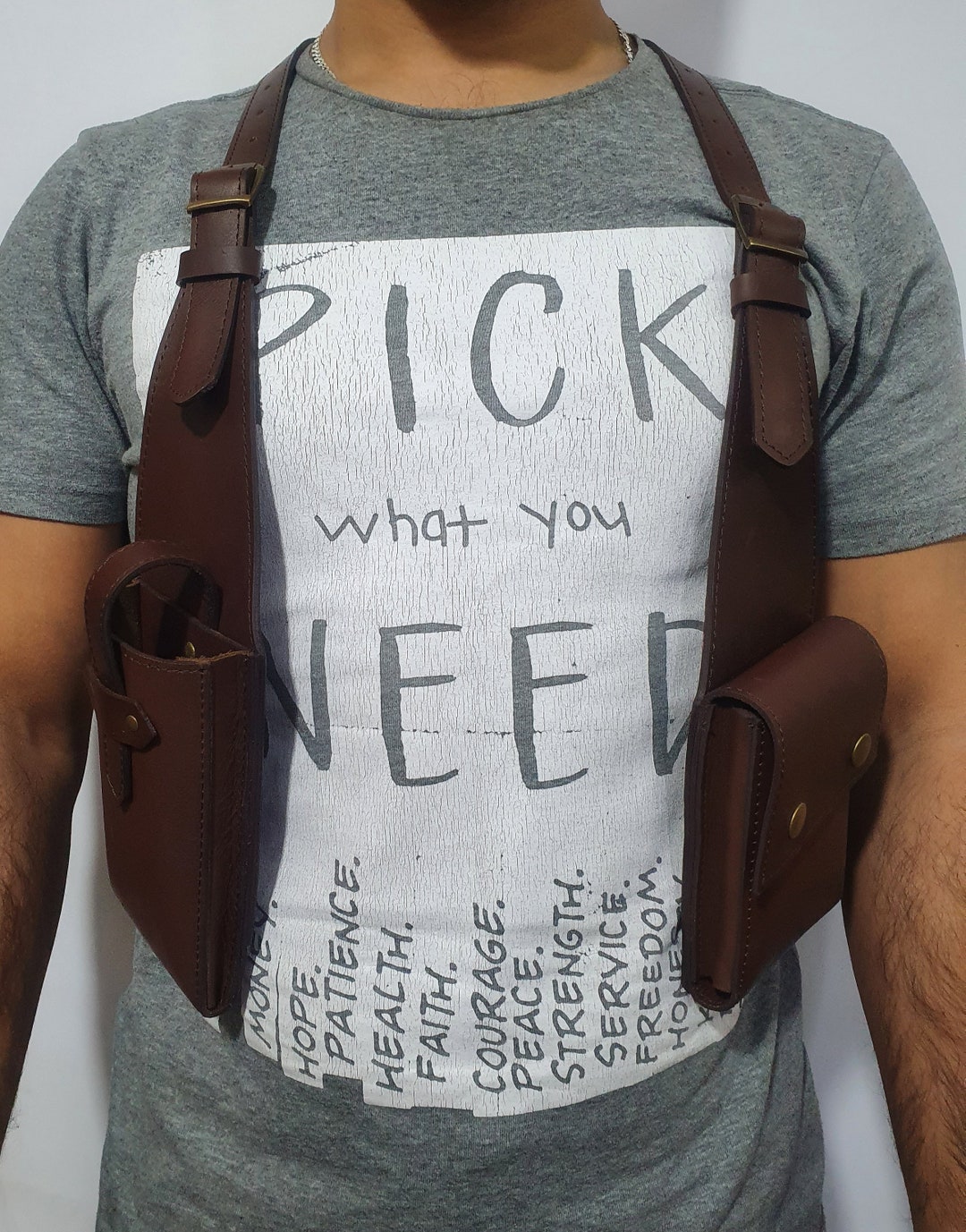 Genuine Leather Shoulder Holster Wallet Security Money Body Etsy