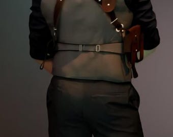 Genuine Leather Albert Wesker from RE4 remake Holster Residential evil 4 harness Shoulder wear