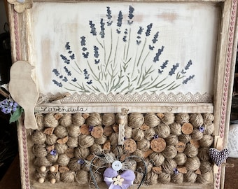 Lavendelblüten, Lavendel, Pinnwand,Memoboard, Lavendelbild, Landhausdeko,Landhausstil, Bild Lavendel, Stoffherz Lavendelblüten , Korkendeko