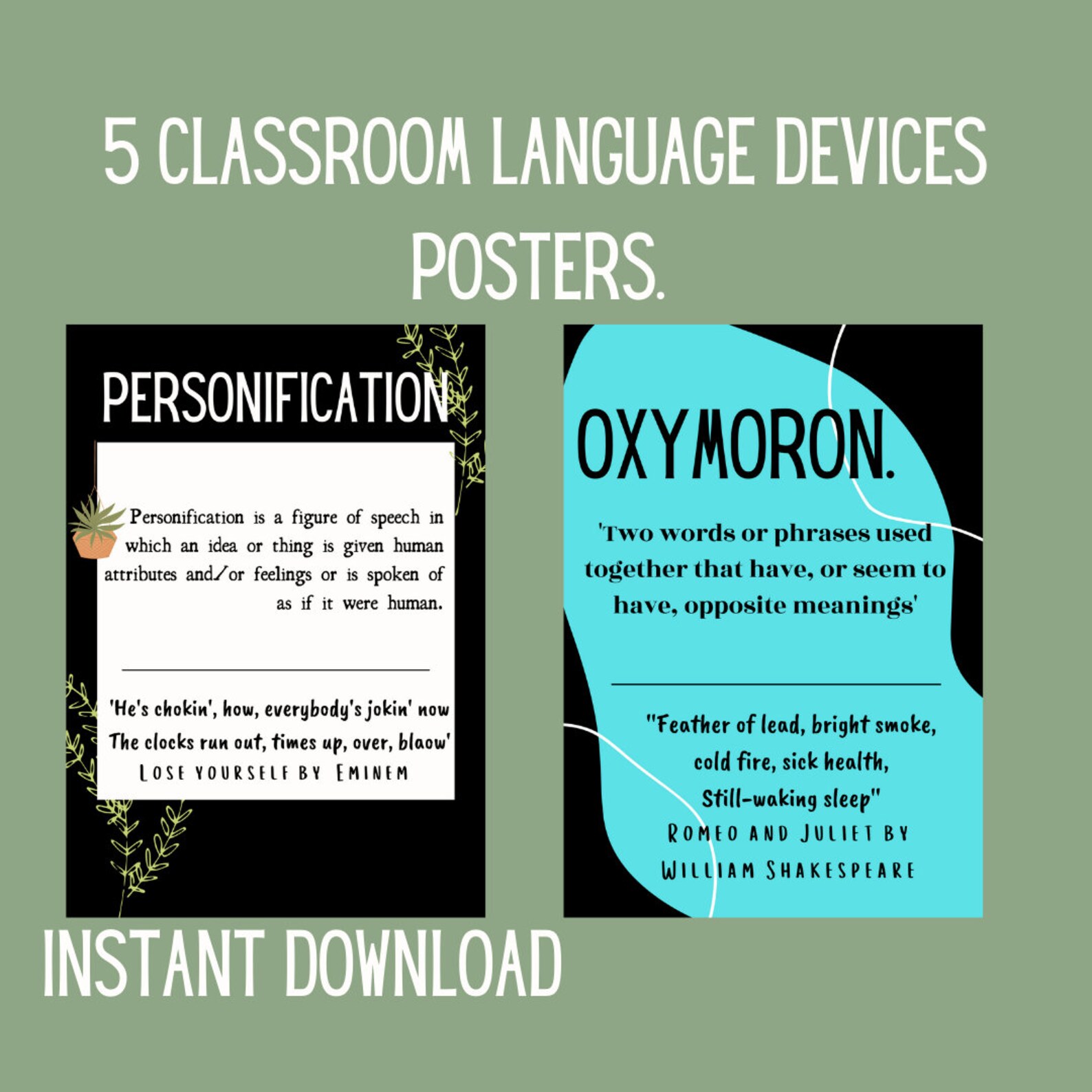 Language Devices // Printable Poster // English Literature // Classroom ...