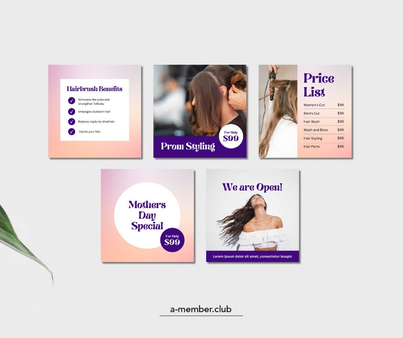 Hair Salon Instagram Templates | Canva Social Media for Hair Stylists ...
