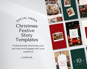 Christmas Festive Social Media Story Templates | Christmas Instagram Post | Holiday Season Graphics | Christmas Sale Canva Template