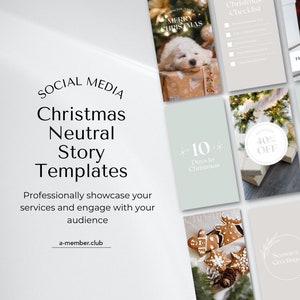 Christmas Neutral Social Media Story Templates | Christmas Instagram Post | Holiday Season Graphics | Christmas Sale Canva Template