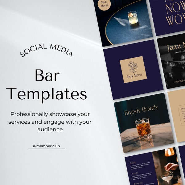 Bar Social Media Canva | Bar Instagram Template | Jazz Bar Instagram | Restaurant Classy Templates