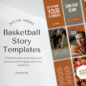 Basketball Social Media Story Templates | Basketball Coach Instagram | Basketball Team Canva Posts | Sports Social Media Templates | Canva