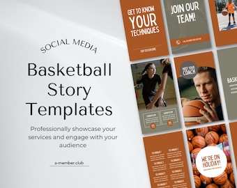 Basketball Social Media Story Templates | Sports Posts Templates | Basketball Coach | Basketball Team Instagram Canva