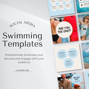 Swimming Social Media Templates | Swim Instagram Posts | Pool Templates | Sports Templates | Water Polo Canva Templates | Sports Club Canva