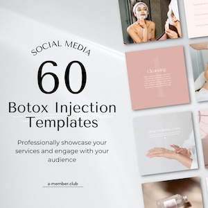 60 Botox Injection Social Media Templates | Beauty Marketing Canva | Aesthetics Nurse | Cosmetic Injector | Salon Instagram Posts Canva Post