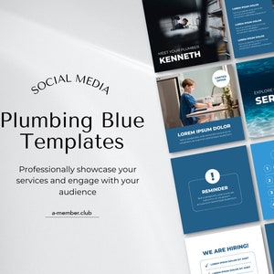 Plumbing Blue Social Media Templates | Plumber Instagram | Canva Template Instagram