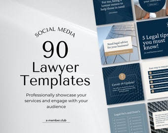Modelos Canva para Instagram de Advogados | Kit de Mídias Sociais para Advogados | Modelos de Marketing para Escritórios de Advocacia | Posts Jurídicos Editáveis | Pacote para Download Imediato