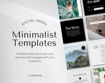 Plantilla minimalista de Instagram en Canva para coaches, plantillas para publicaciones en redes sociales, feed de estilo limpio, preajuste de publicación en blanco, kit de interacción moderno de Canva.