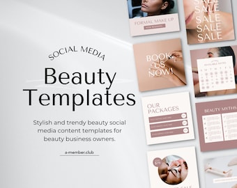 Beauty Social Media Templates | Aesthetic | Cosmetologist Templates Instagram | Spa Clinic | Canva Posts | Edit