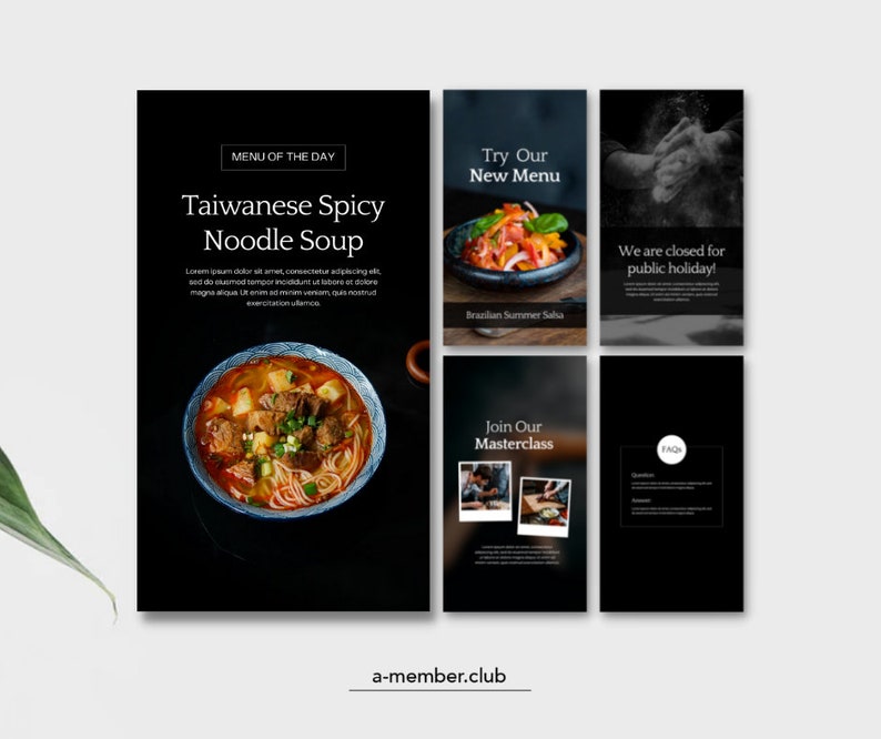 Modèles de toile de restaurant Instagram Story Modèle pour réseaux sociaux de restaurant Instagram culinaire Modèle Instagram de restaurant image 2