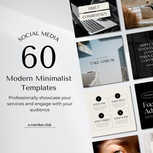 60 Modern Minimalist Social Media Templates | Editable Instagram Canva Posts & Stories | Business Branding | Marketing Content Pack | Canva