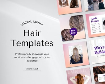 Hair Salon Instagram Templates | Canva Social Media for Hair Stylists | Editable Beauty Salon Posts | Hairdresser Marketing Bundle | Reels
