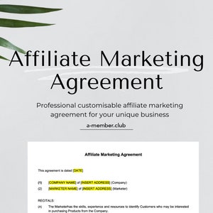 Affiliate Agreement Legal Template | Legal Document | Legal Agreement | Affiliate Agreement  | Business Agreement Document | Marketing Legal