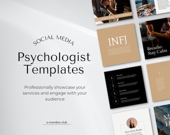 Psychologist Therapist Social Media Templates | Psychology Template | Mental Health Instagram Templates | Clinic Social Media Template Canva