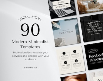 90 Modern Minimalist Social Media Templates | Editable Instagram Canva Posts & Stories | Business Branding | Marketing Content Pack | Canva