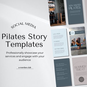 Pilates Social Media Story Templates | Yoga Posts Templates | Pilates Trainer Instagram Feed Canva Templates