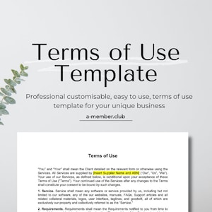 Terms of Use Template | Website Legal Agreement by Lawyer | Editable Business Contract | Instant Download | Customisable Document