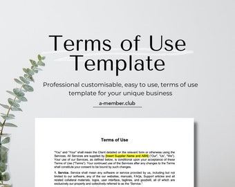Terms of Use Template | Website Legal Agreement by Lawyer | Editable Business Contract | Instant Download | Customisable Document