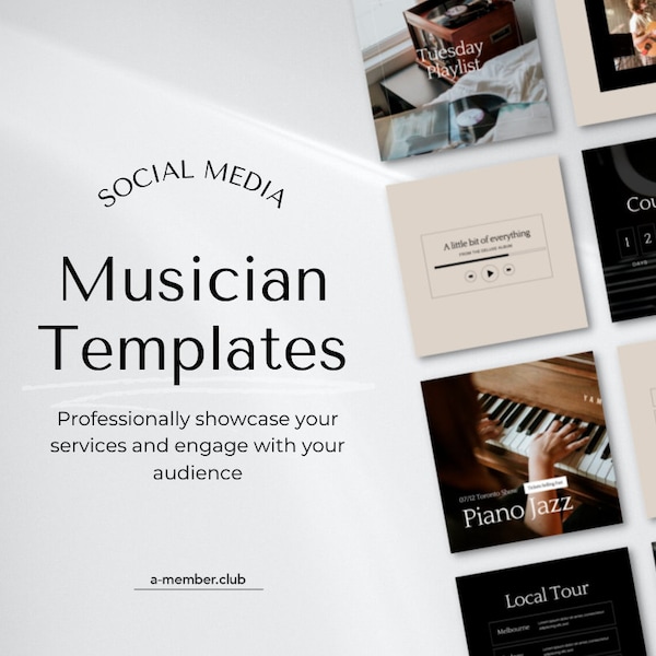 Musician Social Media Posts | Music Industry Post | Canva Instagram Template for Singers, Bands, Dj’s, Instruments, Tours, Concerts, Artists