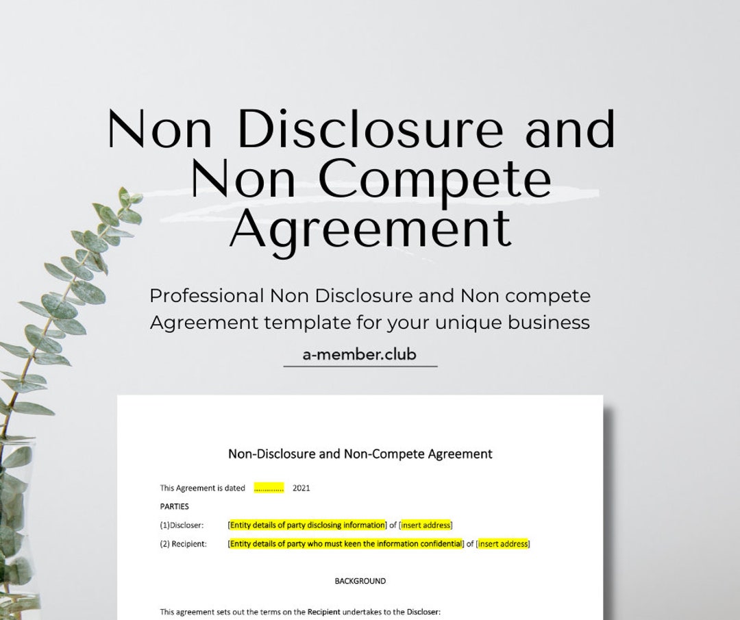 Non Disclosure Agreement Template | Legal Document | Non Compete ...