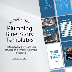Plumbing Blue Social Media Story Templates | Plumber Instagram | Canva Template Instagram Story