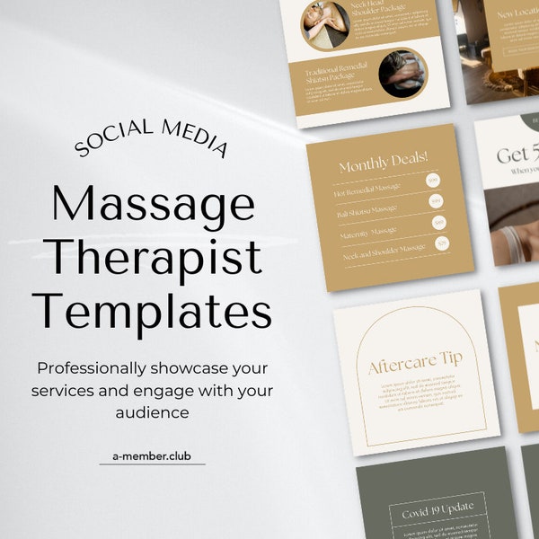 Massage Template | Massage Therapist Social Media Templates | Spa Clinic Post | Therapists Instagram Template | Marketing | Yoga Canva Posts