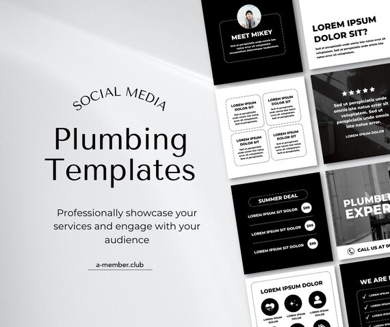 Plumbing Social Media Templates | Plumber Instagram Canva Posts | Plumbing Business Marketing Templates | Social Media Posts for Instagram
