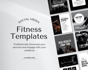 Sjablonen voor sociale media voor fitness | Fitness Studio Posts Gym-sjablonen | Posts voor personal trainers | Wellnessbericht | Fitness Instagram Canva Posts