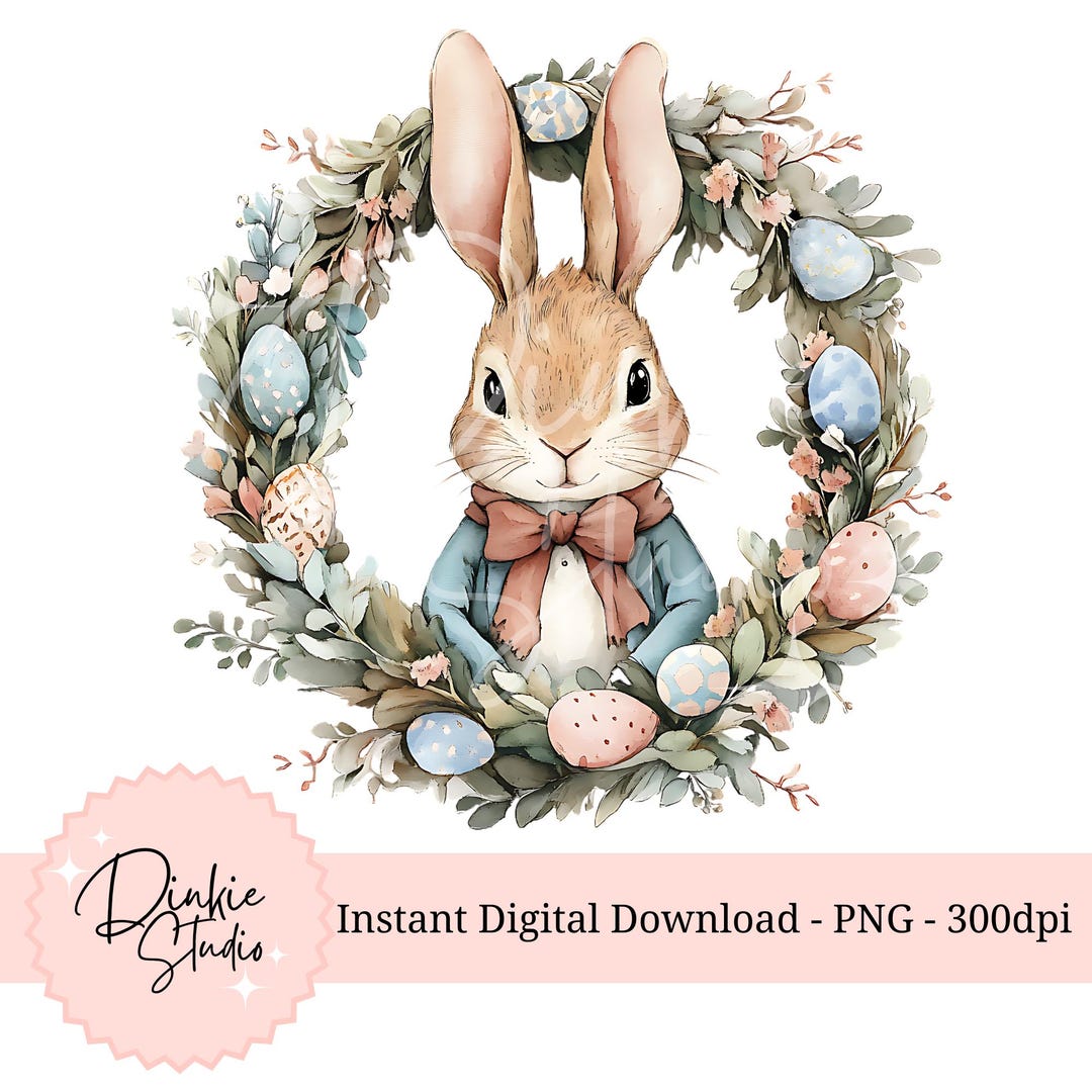 Peter Rabbit Easter Banner Easter Peter Rabbit PNG – Floral Wreath Easter Eggs Clipart, Digital ...