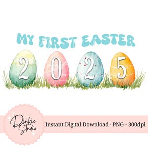 My First Easter Watercolor PNG | Cute Baby Easter Digital Download | Pastel Bunny Clipart, Baby boy, blue
