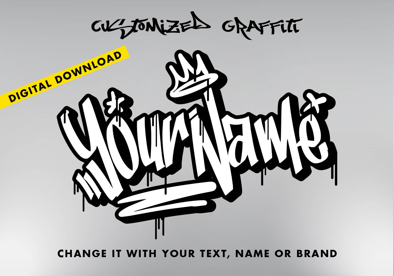 Customized Graffiti, Street Art Style Name, customized graffiti Poster, sticker graffiti, for print on demand, Personalized gift idea