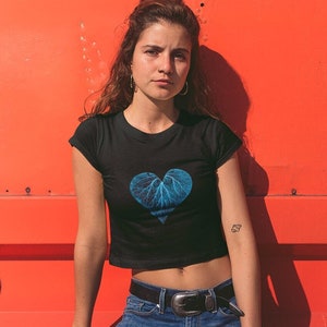 Organic Crop Top Blue Heart image 1